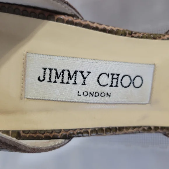 Jimmy Choo Brown Peep Toe Heels 38.5 8.5 - Picture 7 of 15